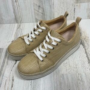 Jack Rogers Mia‎ Rattan Platform Sneakers size 9 Natural Resortwear Preppy
